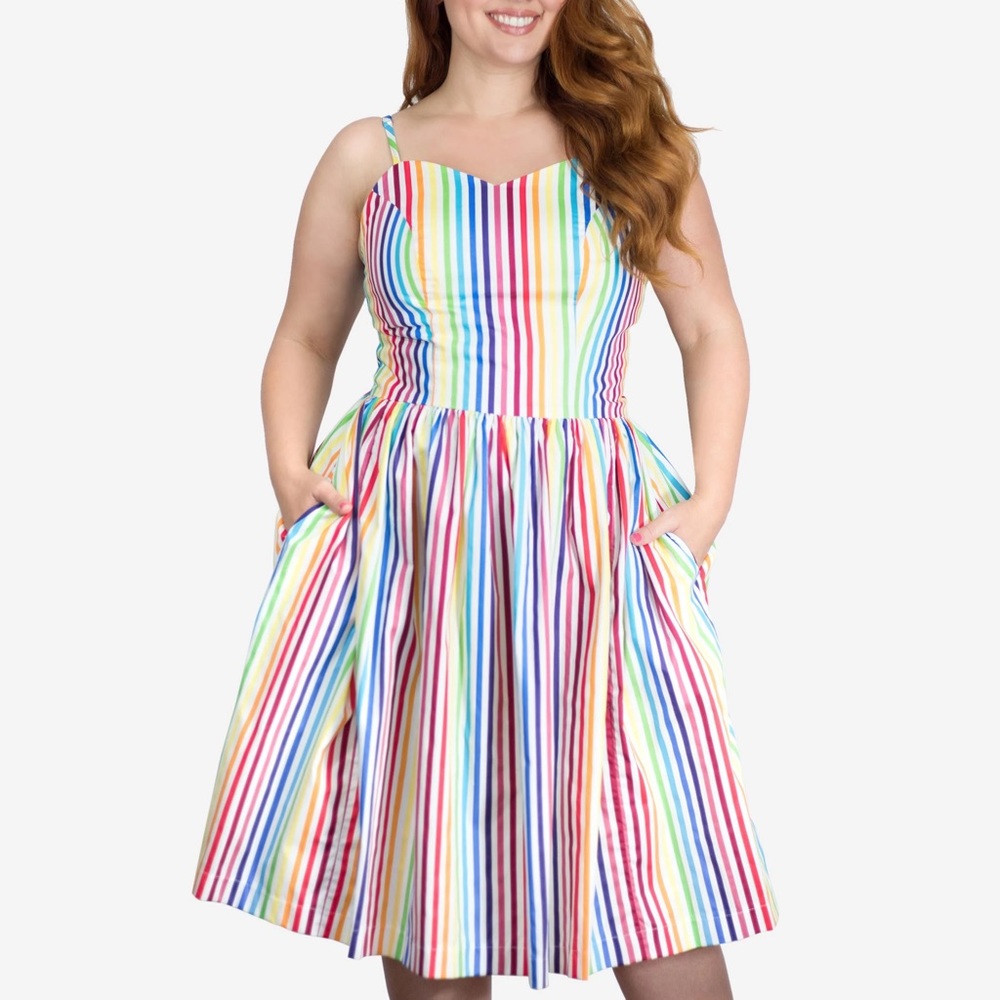 Magnolia Park Unique Vintage Rainbow Stripe Dress